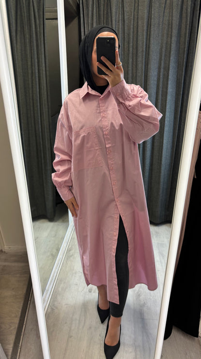 LANGES OVERSIZED HEMD IN ROSA