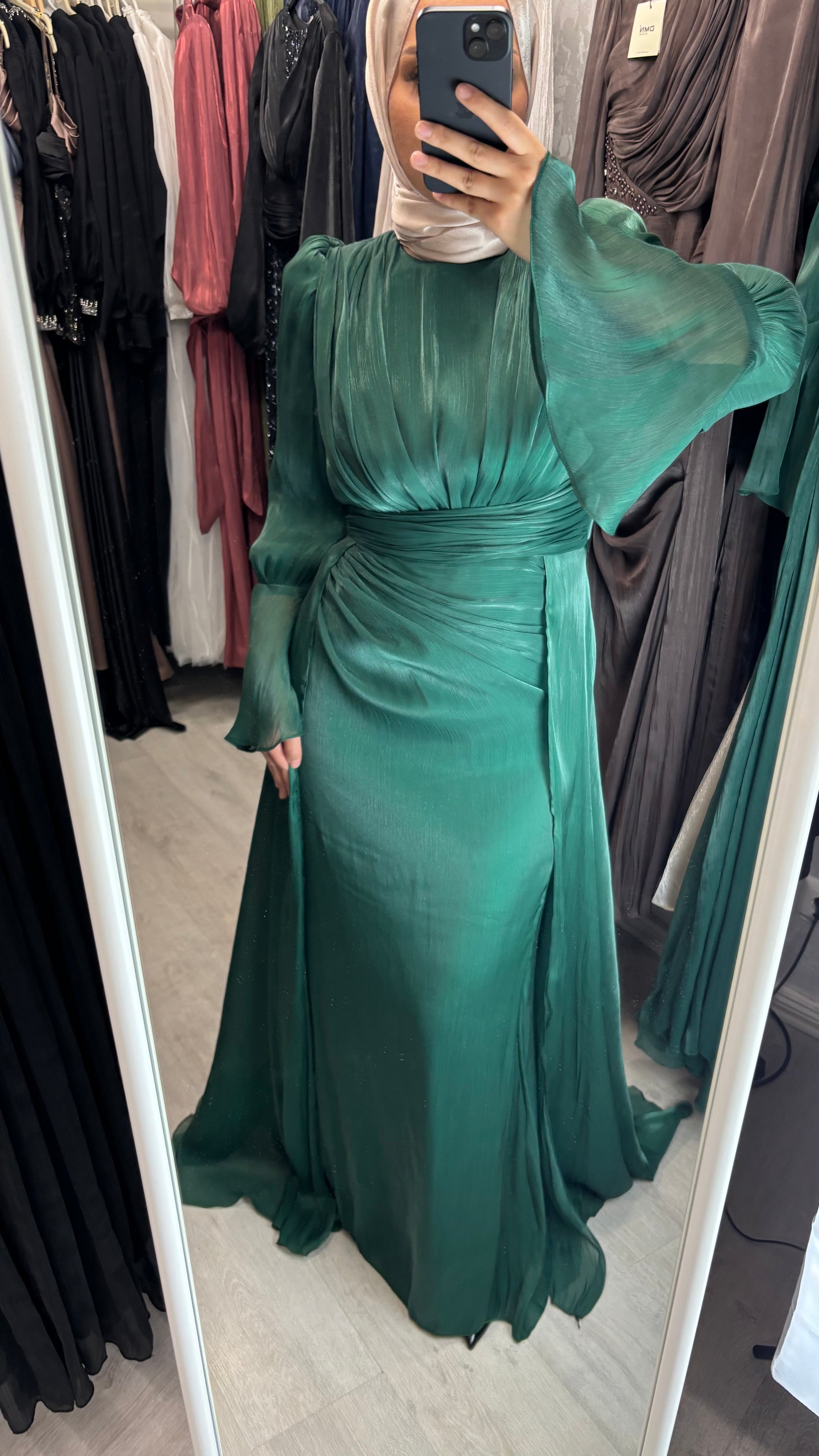 Layla evening dress in emerald green