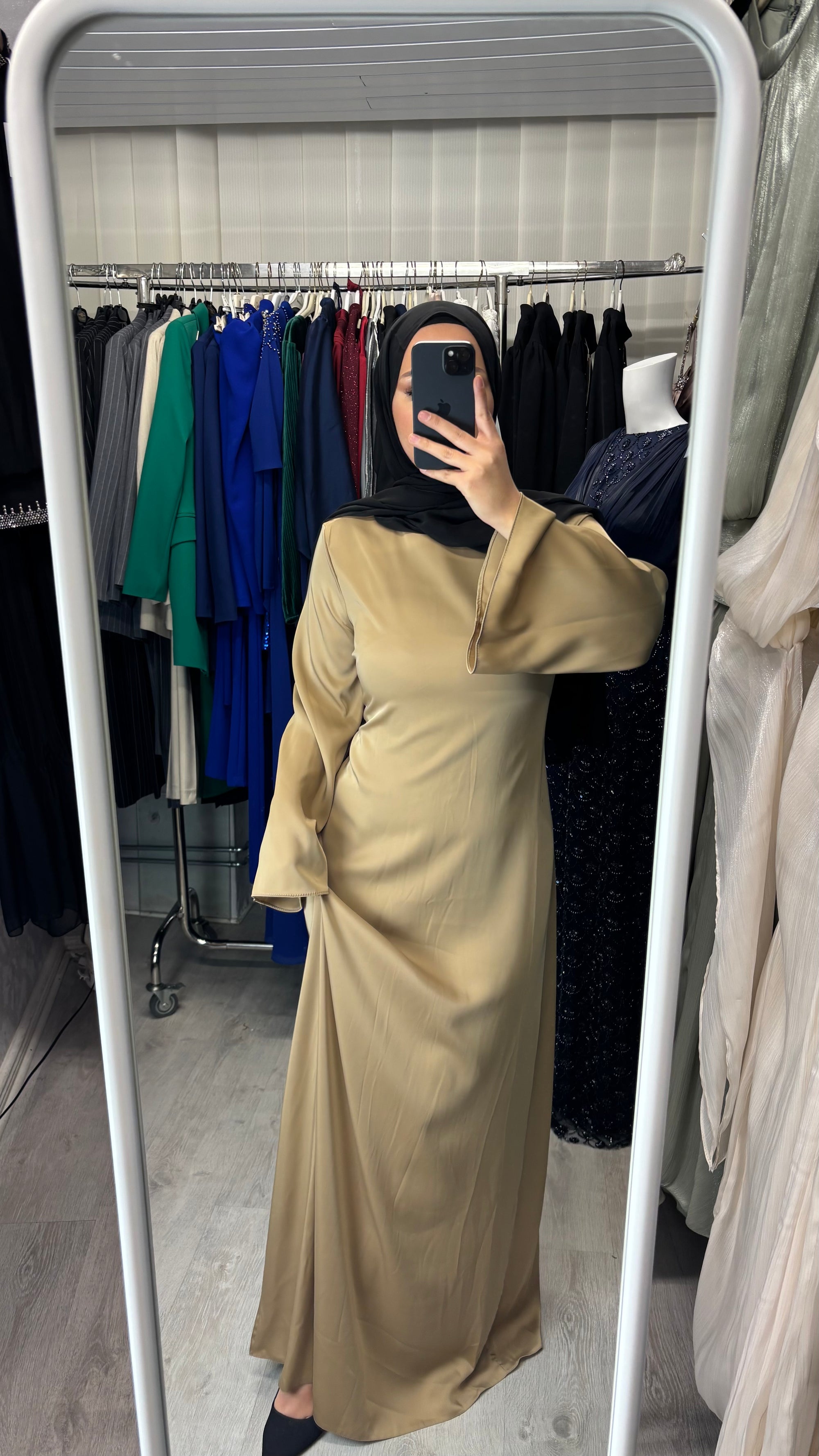 Armine satin dress in camel