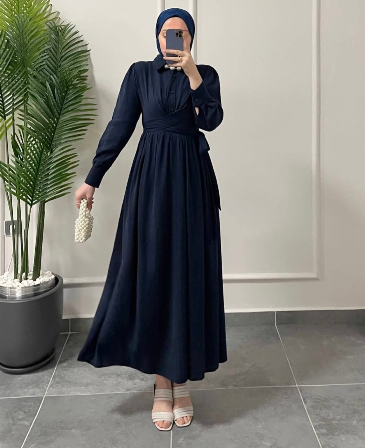 Lina wrap dress in navy blue