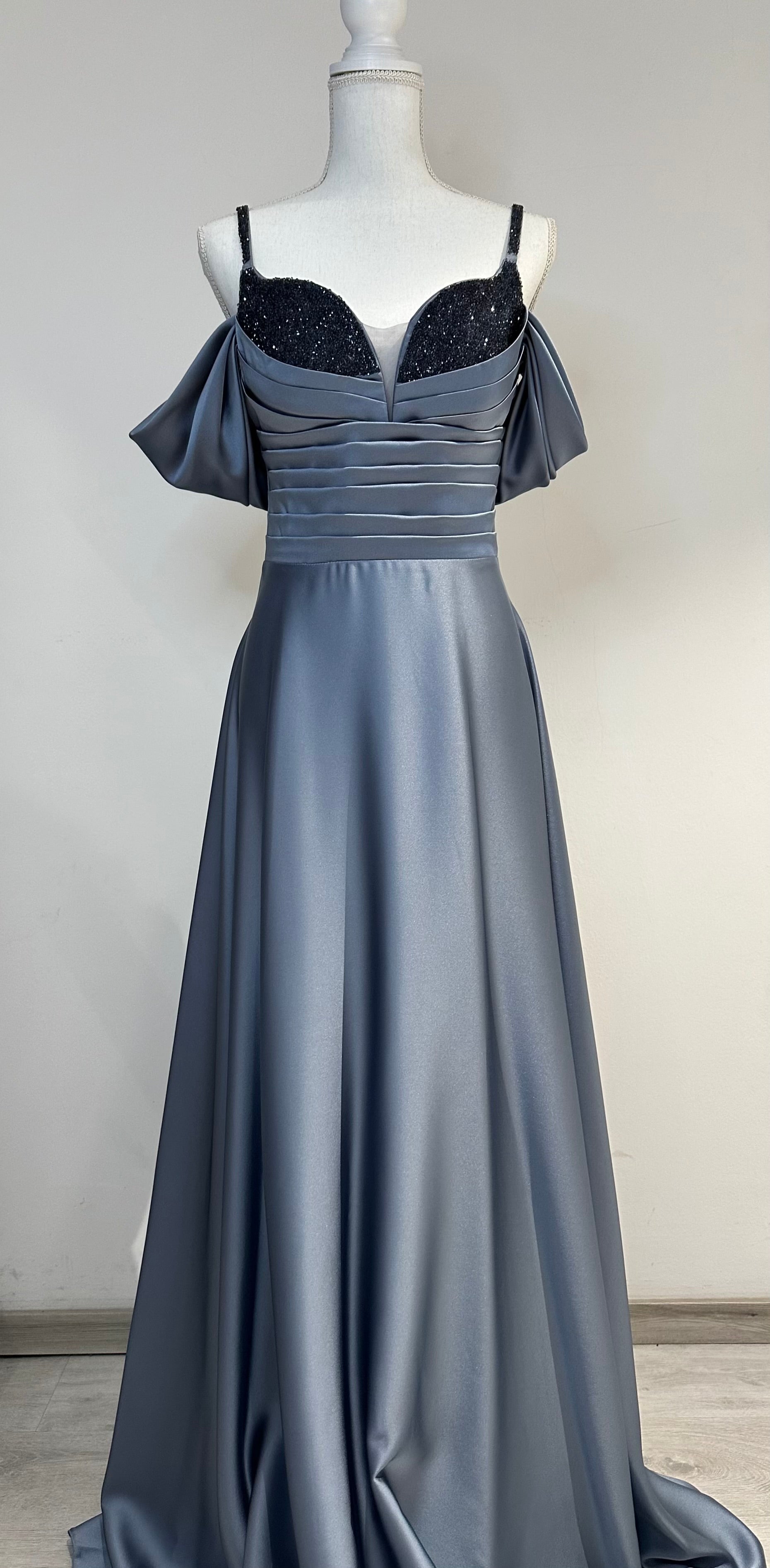 Ferah evening dress in grey - blue