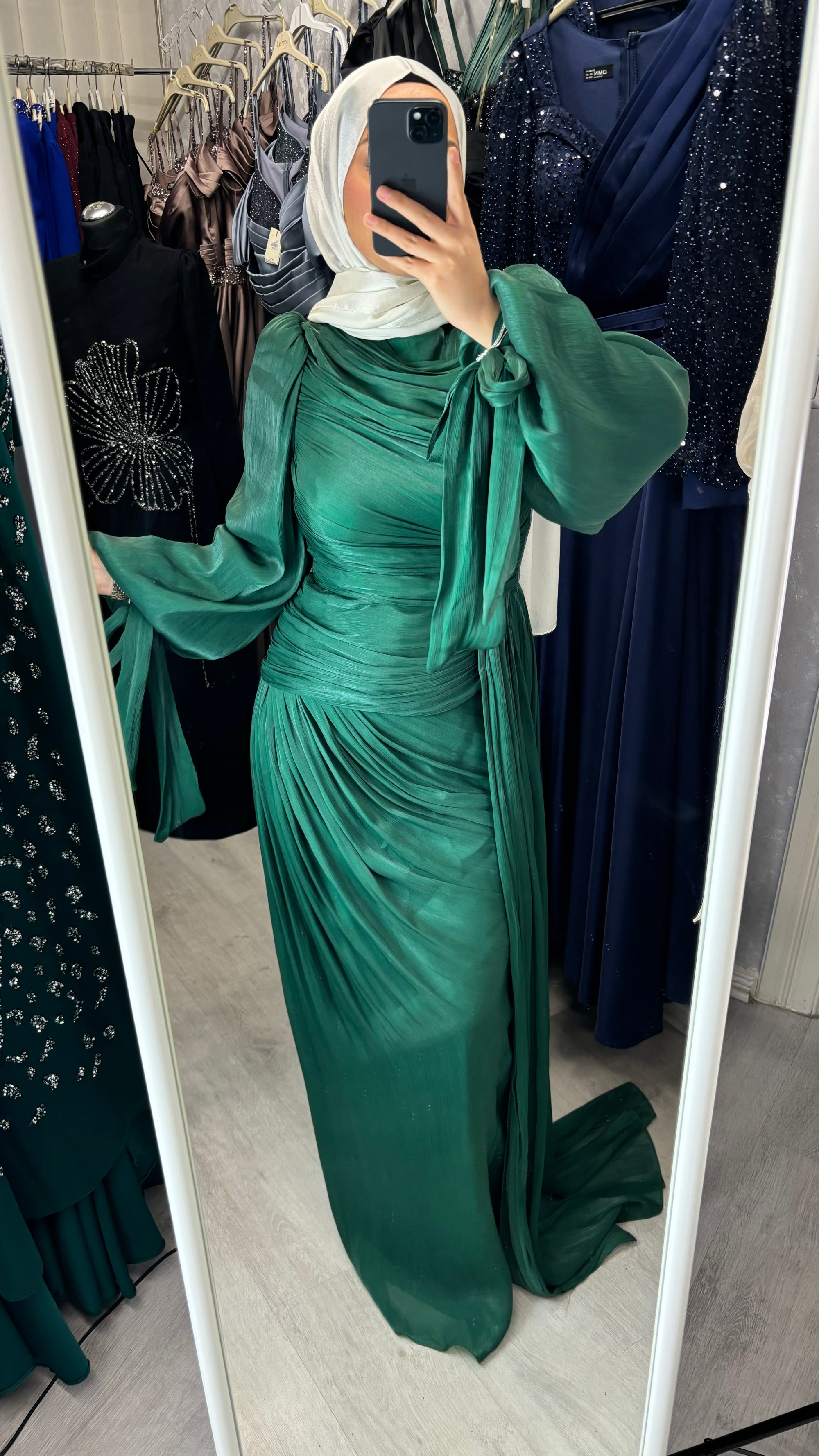 Ella evening dress in emerald green