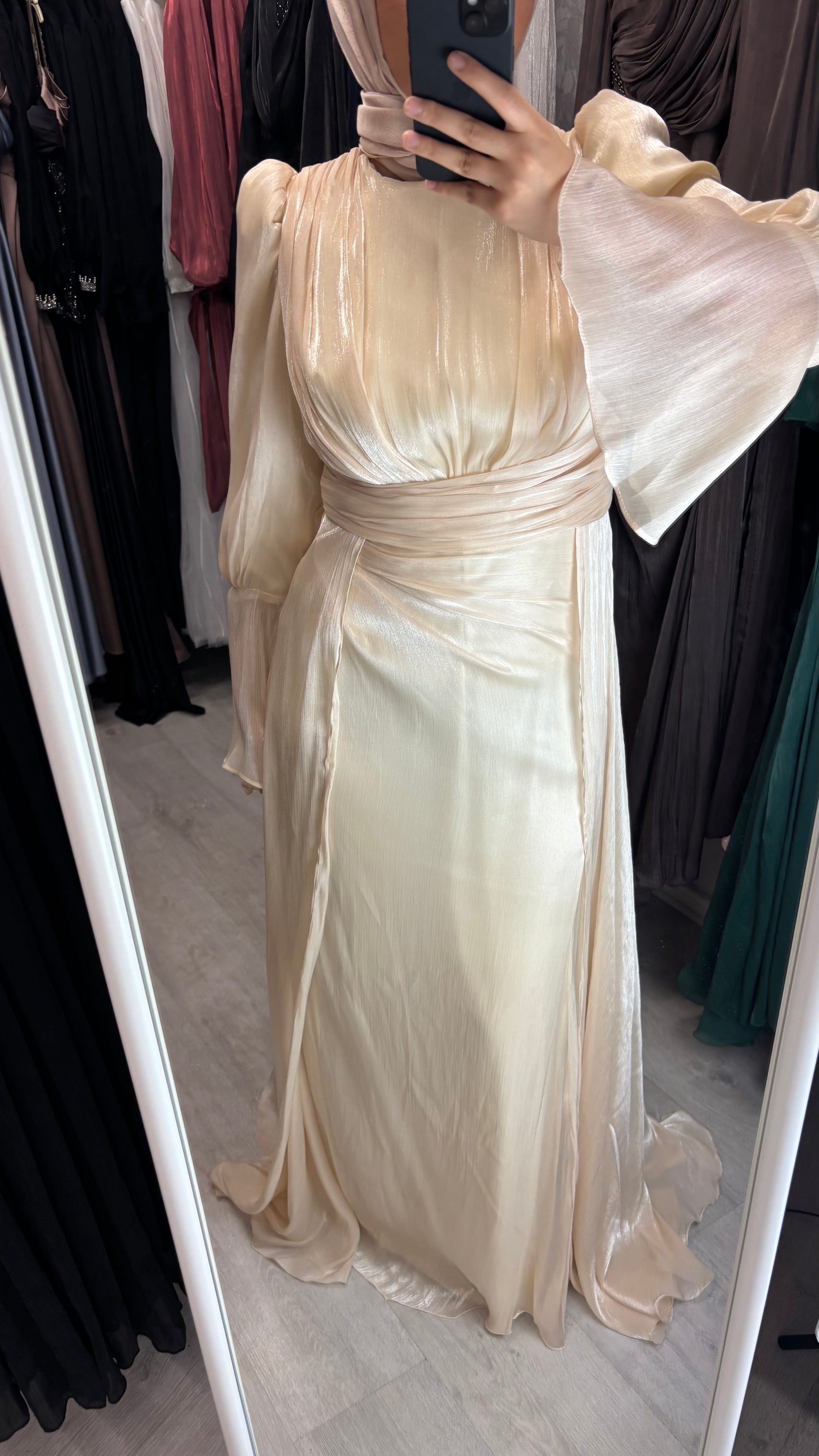Layla evening dress in beige