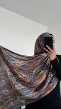 Seidenvoile Hijab in grau-orange