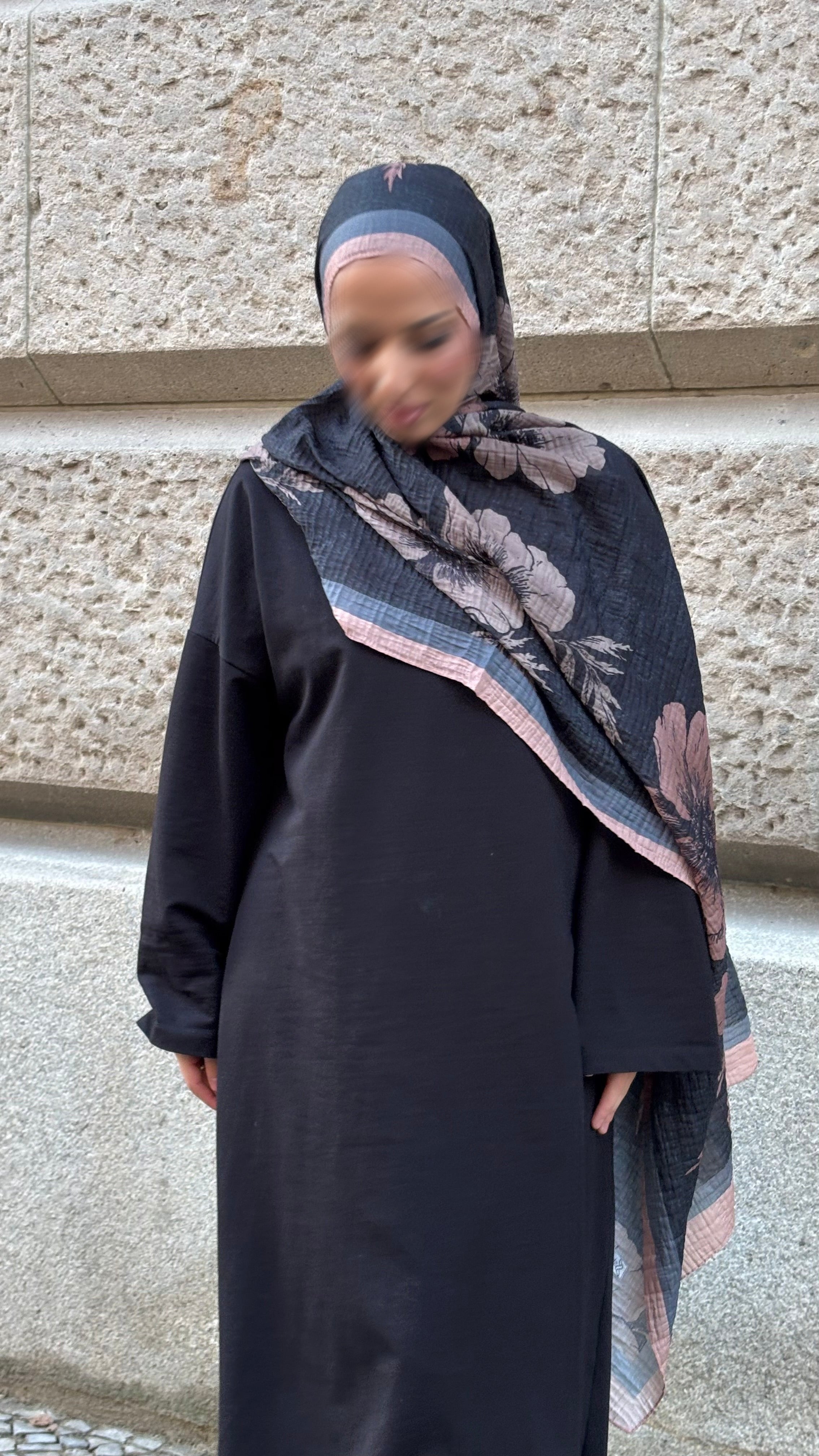Rosea Hijab in Schwarz/Grau