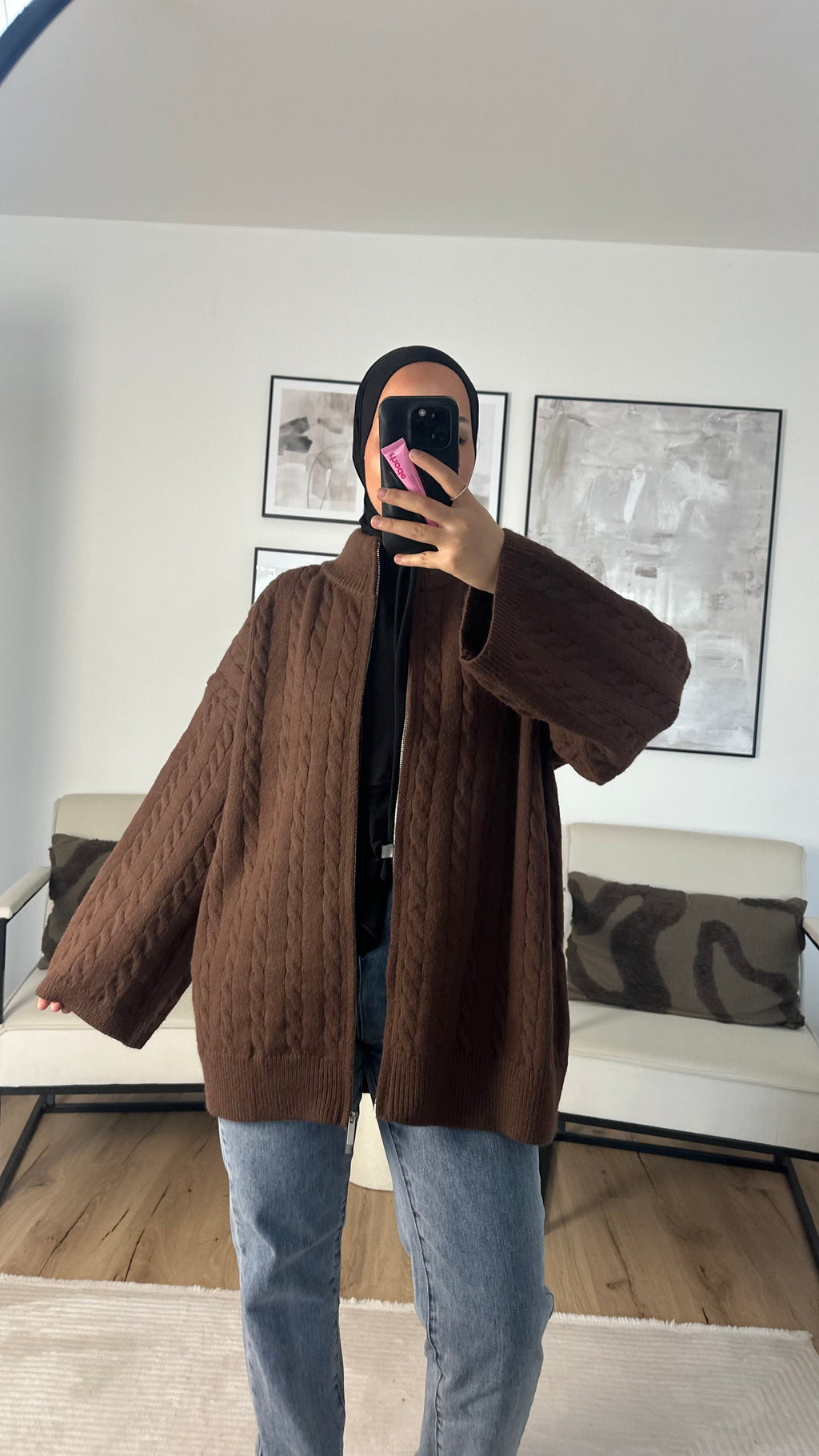 Ilkim Cardigan mit Zopfmuster