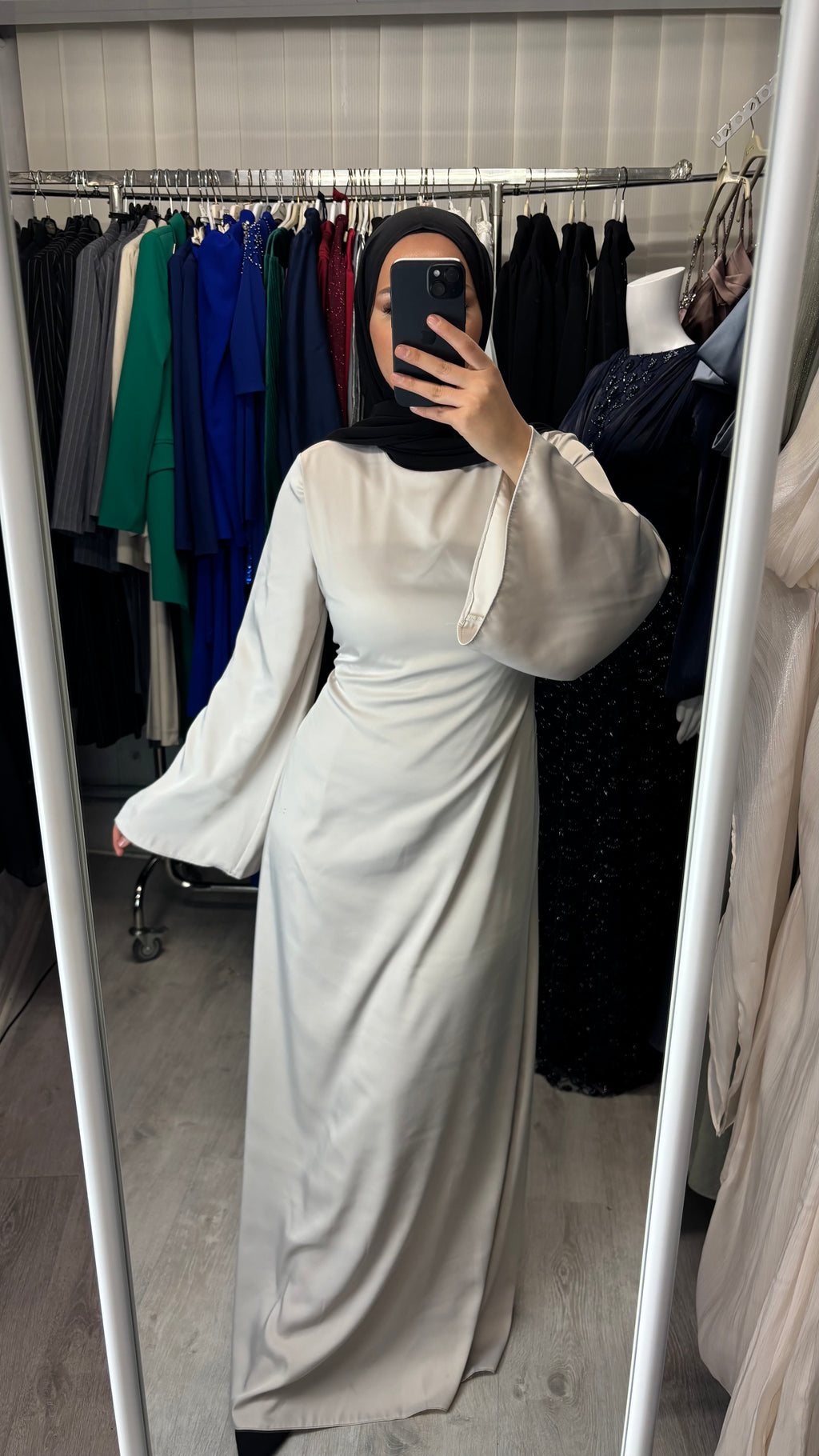 Armine satin dress in beige
