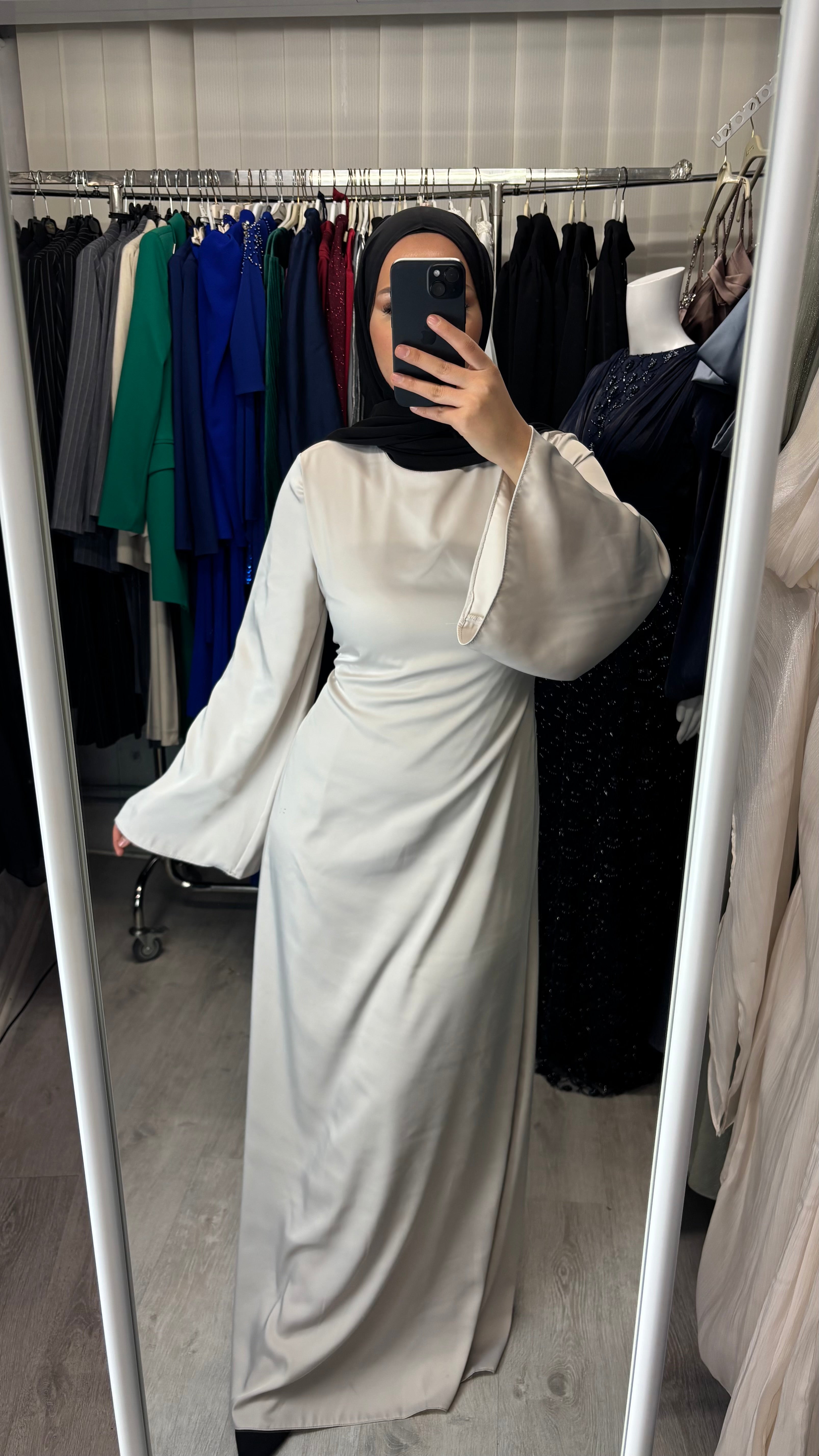 Armine satin dress in beige