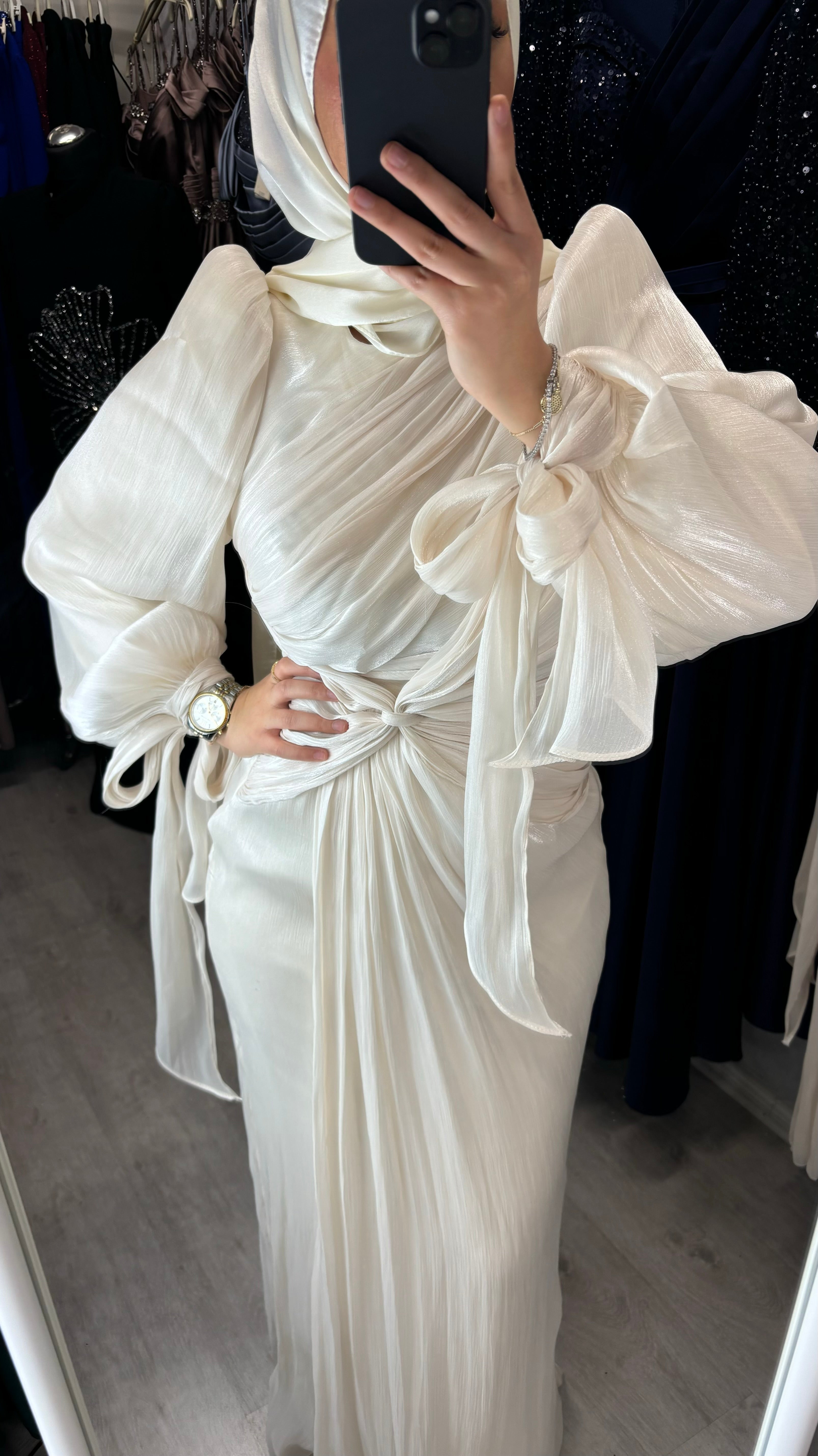 Robe de soirée Alya couleur crème