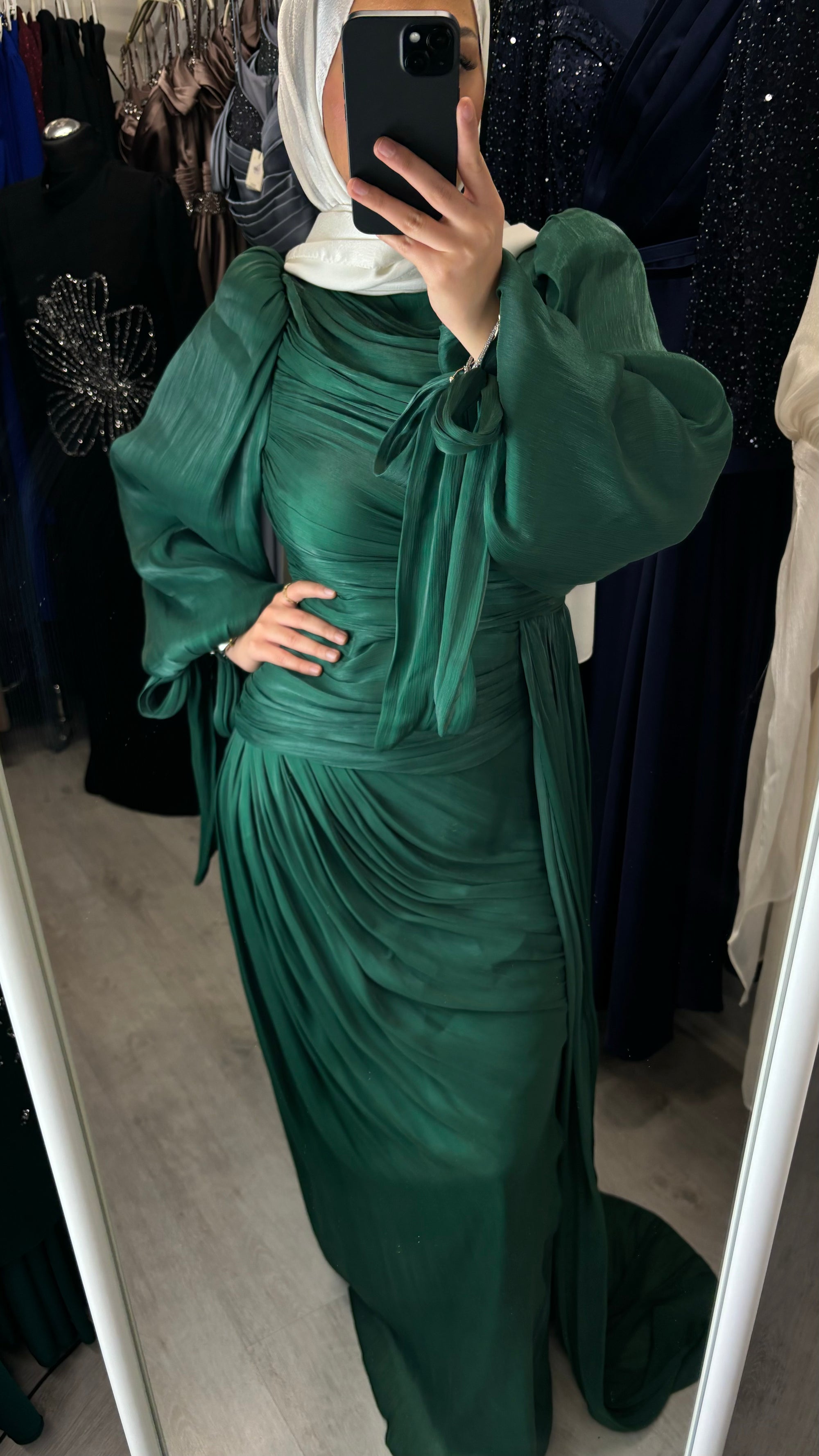 Ella evening dress in emerald green