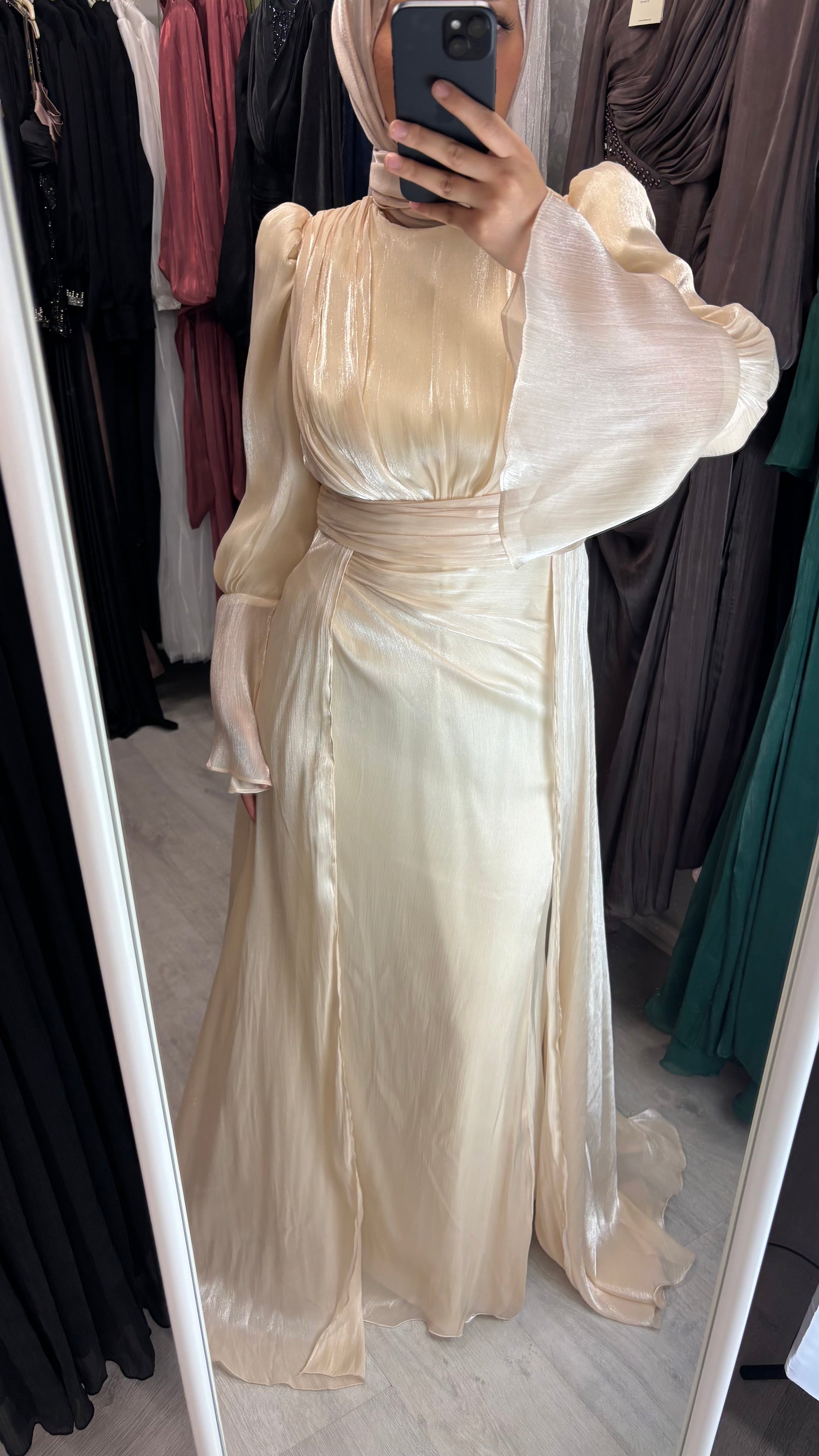 Layla evening dress in beige