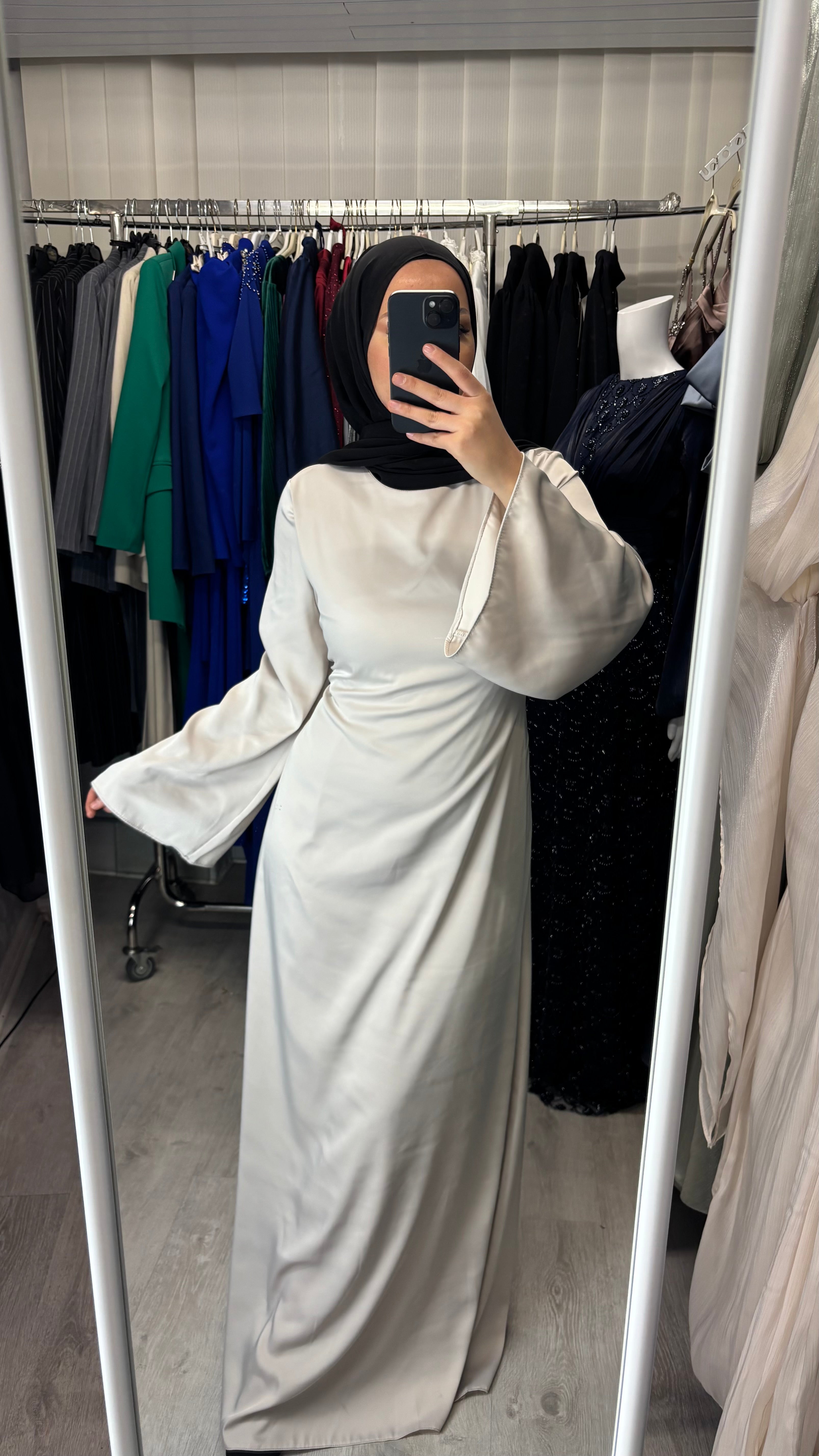 Armine satin dress in beige