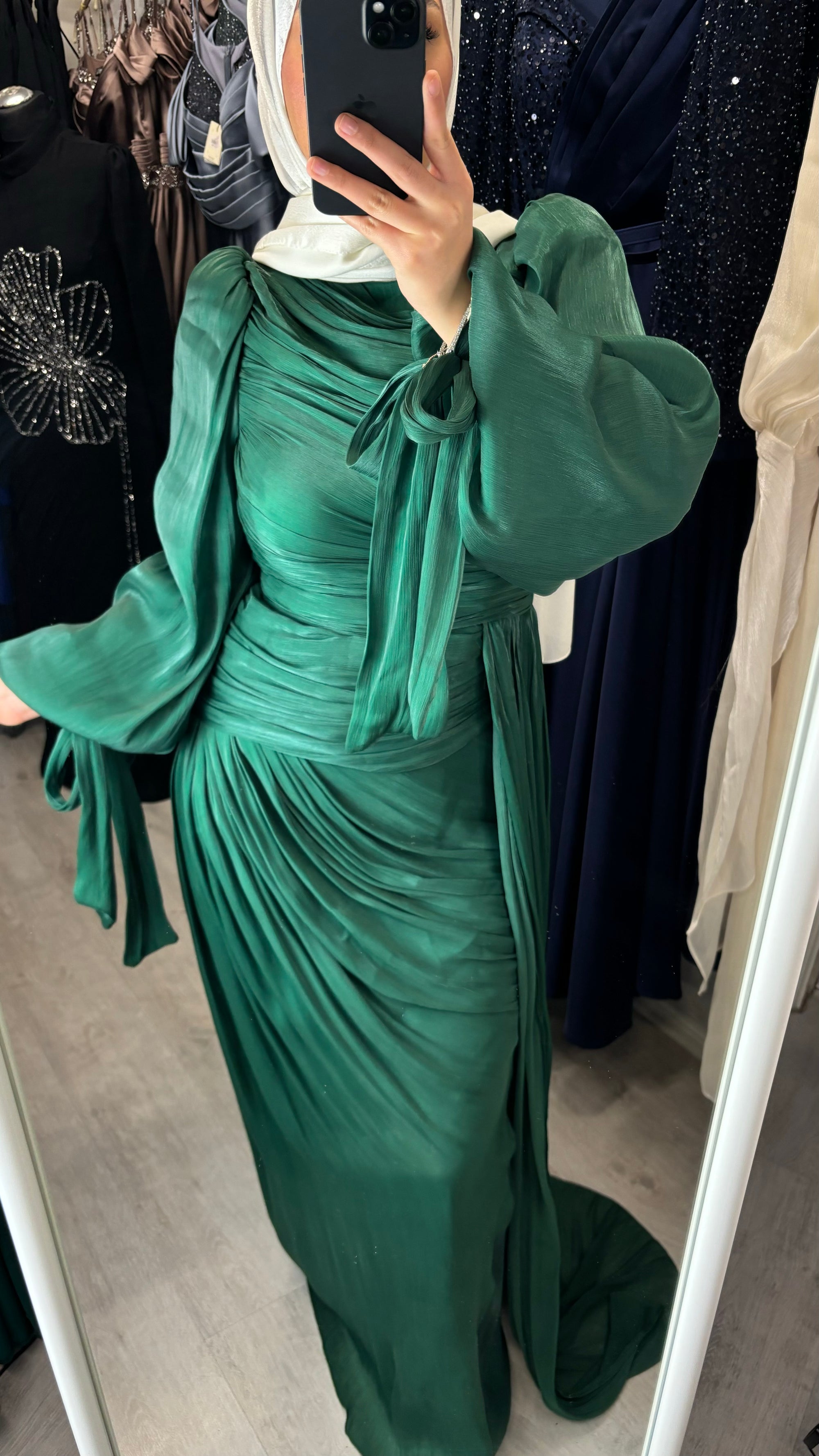 Ella evening dress in emerald green