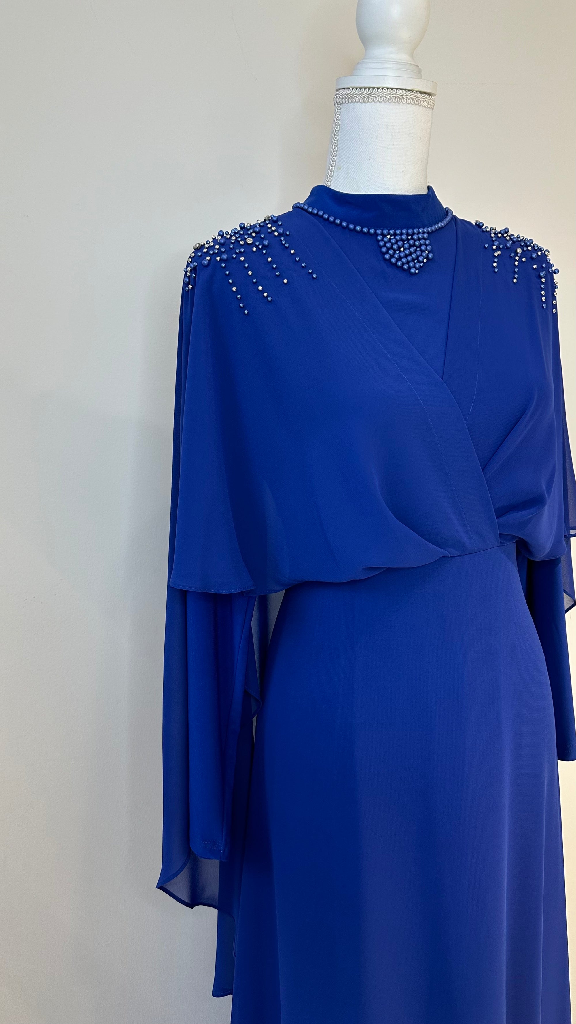 Inci Armine chiffon dress in royal blue