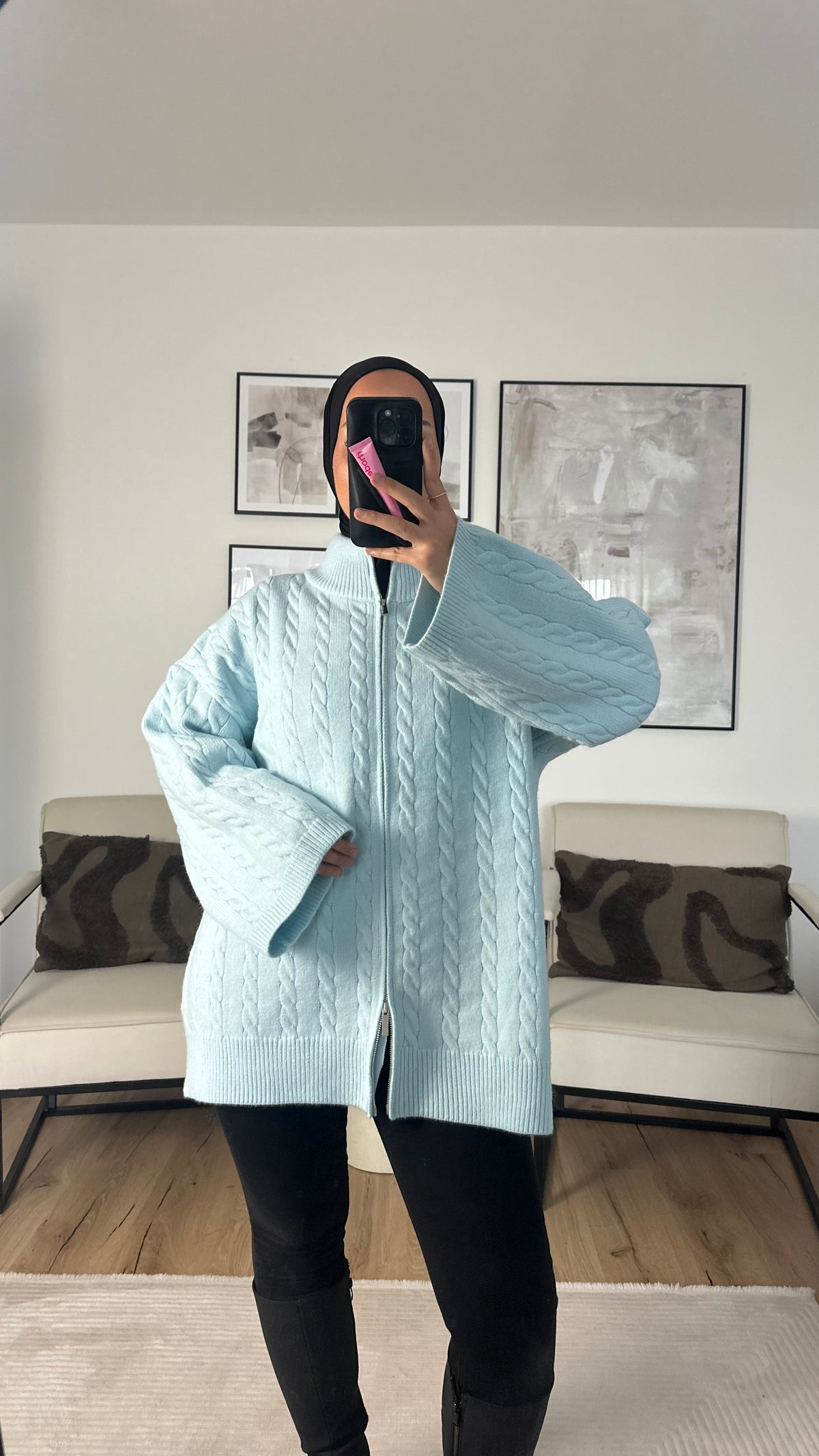 Ilkim Cardigan mit Zopfmuster