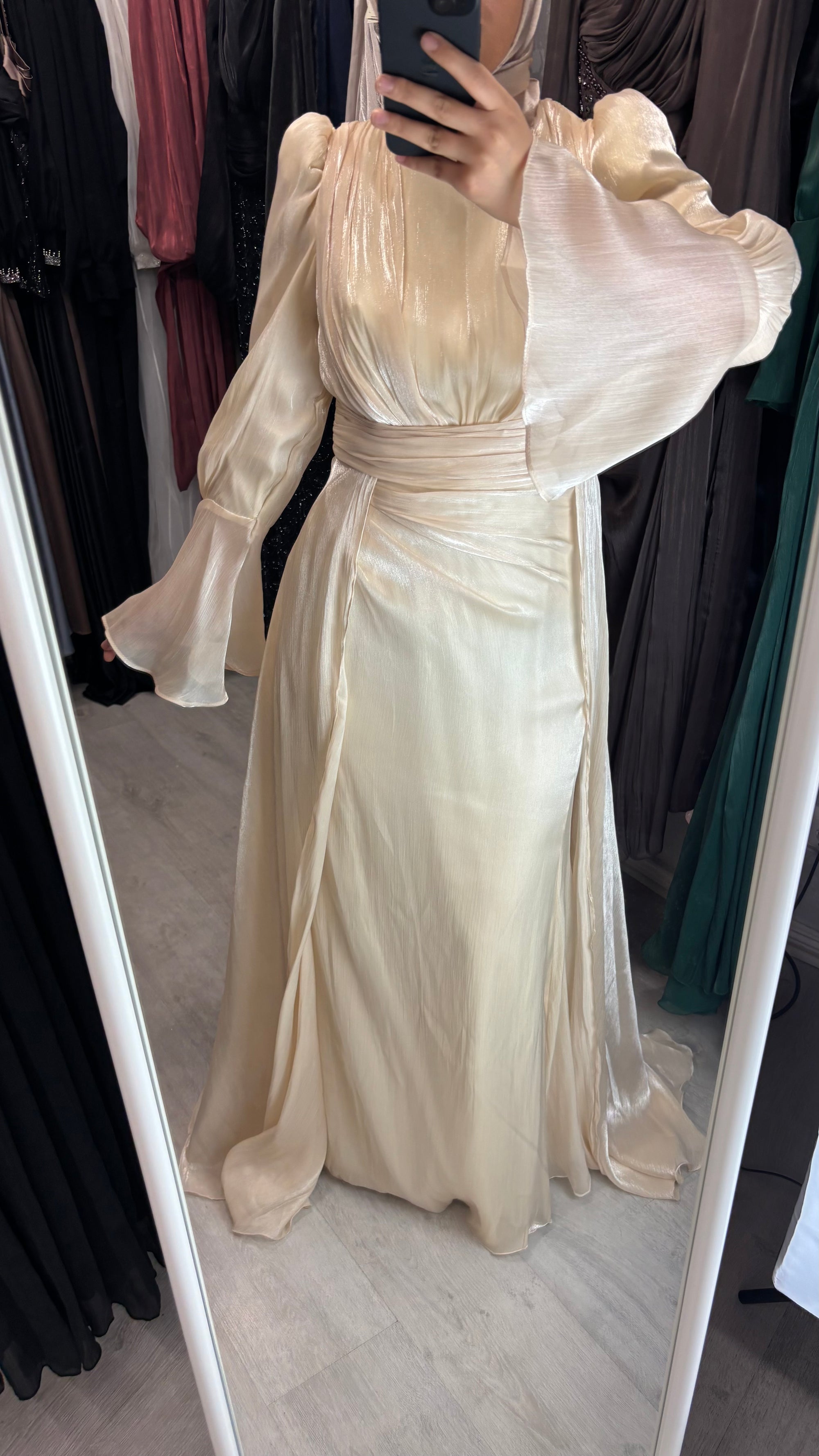 Layla evening dress in beige