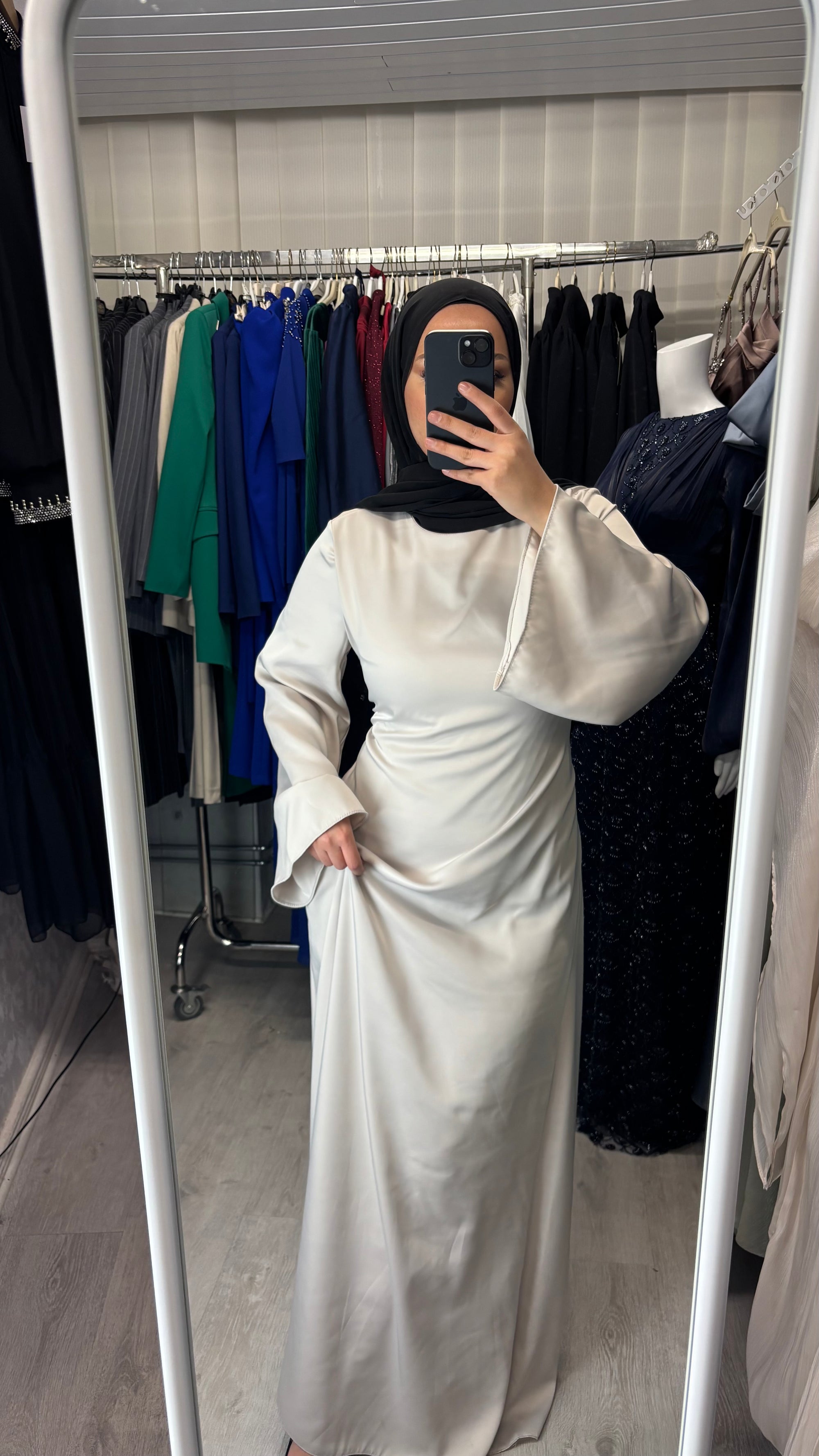 Armine satin dress in beige