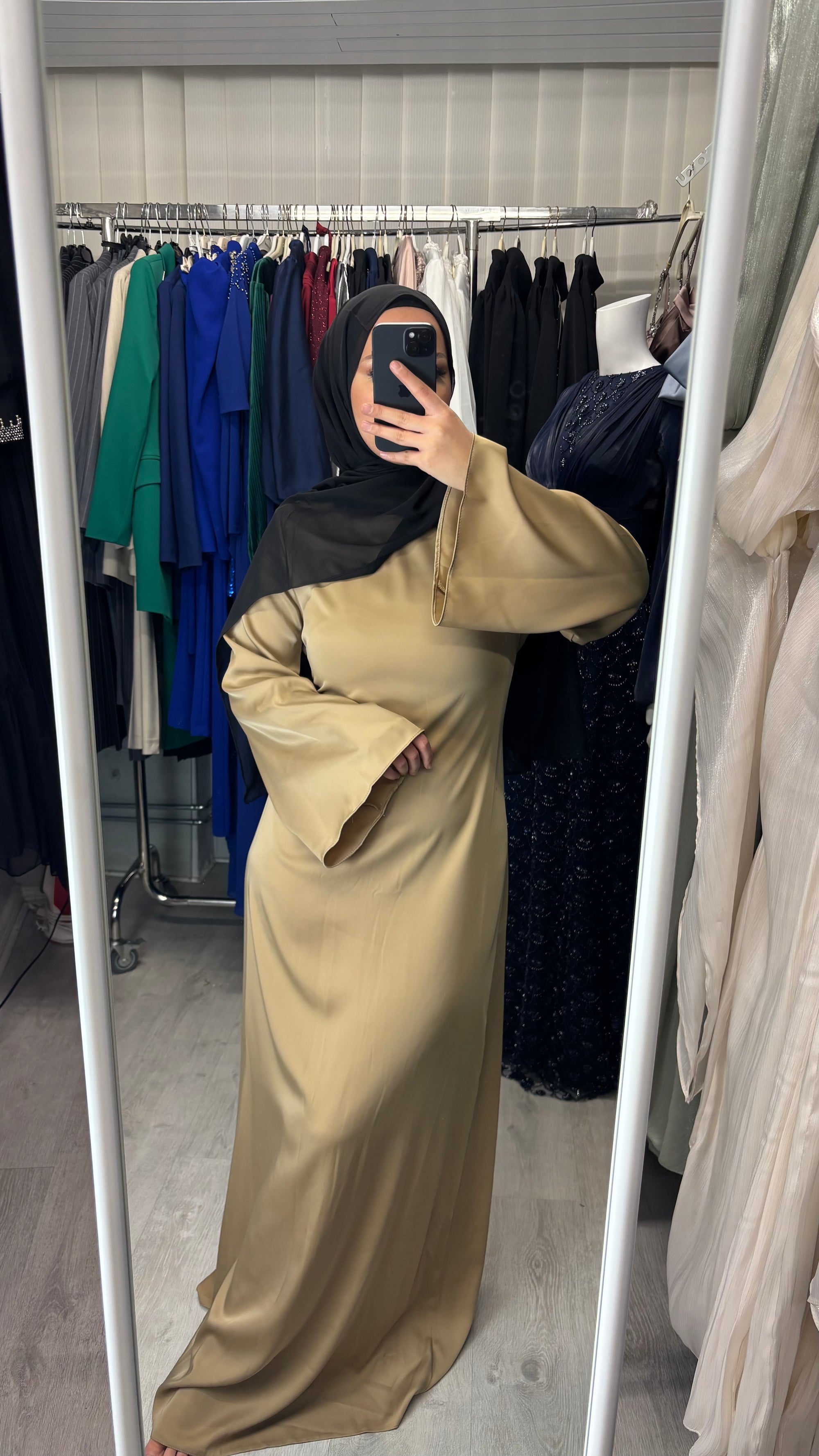Armine satin dress in camel