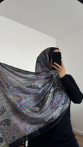 Seidenvoile Hijab in schwarz-lila