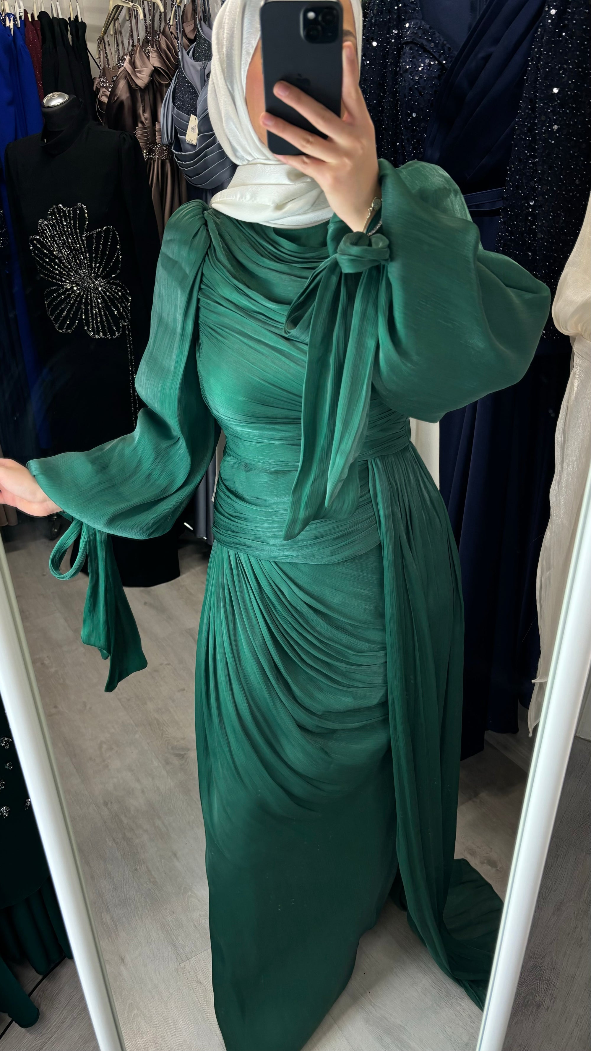 Ella evening dress in emerald green