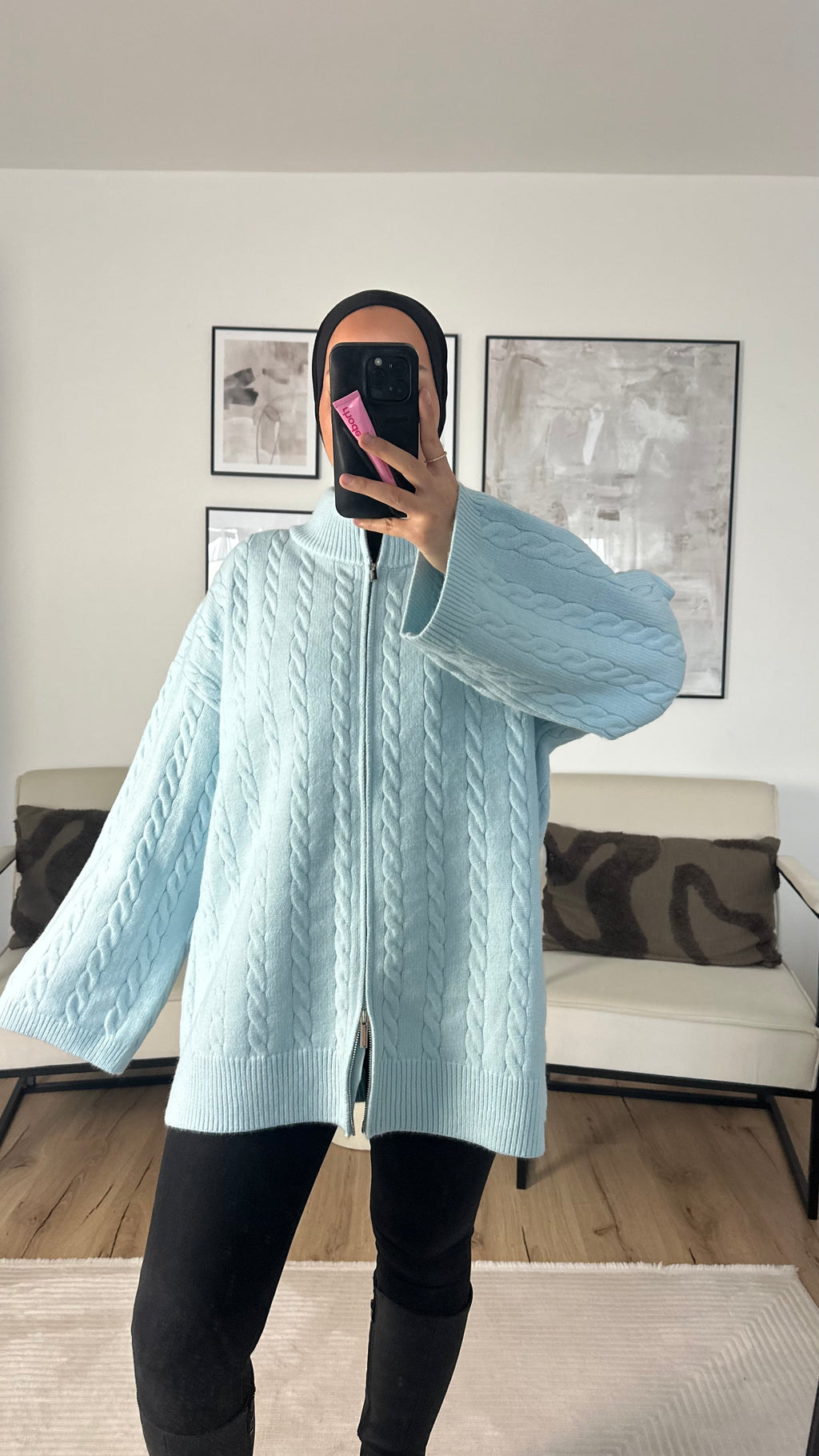 Ilkim Cardigan mit Zopfmuster
