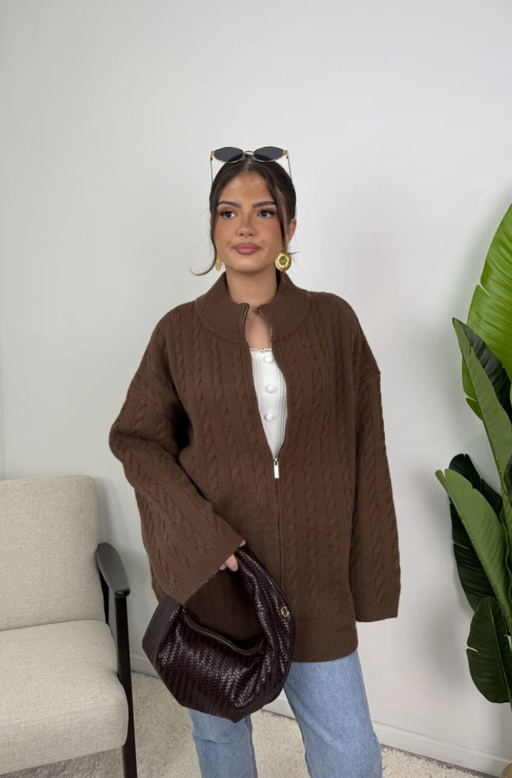 Ilkim Cardigan mit Zopfmuster