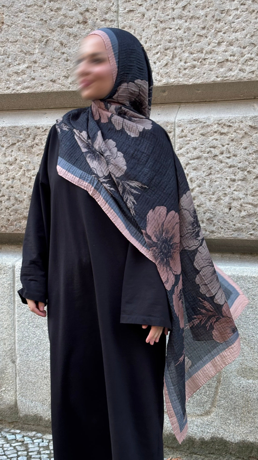 Rosea Hijab in Schwarz/Grau