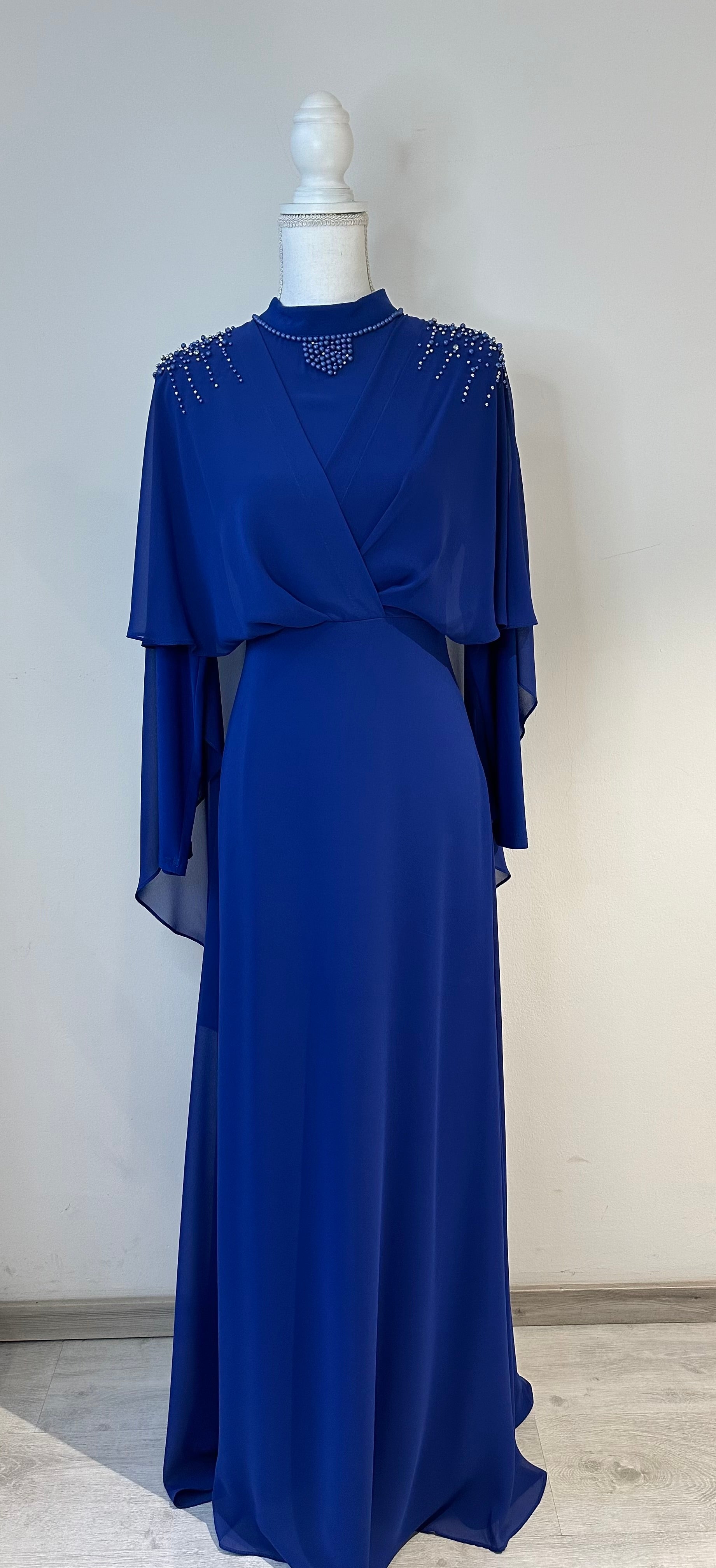 Inci Armine chiffon dress in royal blue