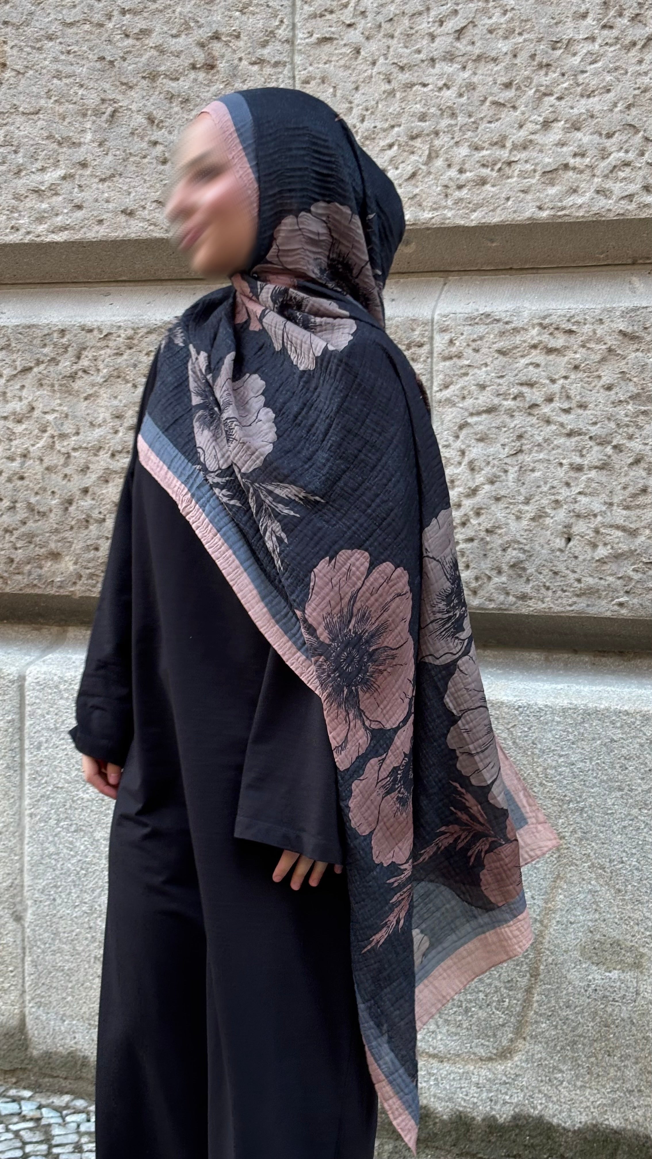 Rosea Hijab in Schwarz/Grau