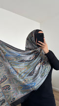 Seidenvoile Hijab in schwarz-dunkelblau