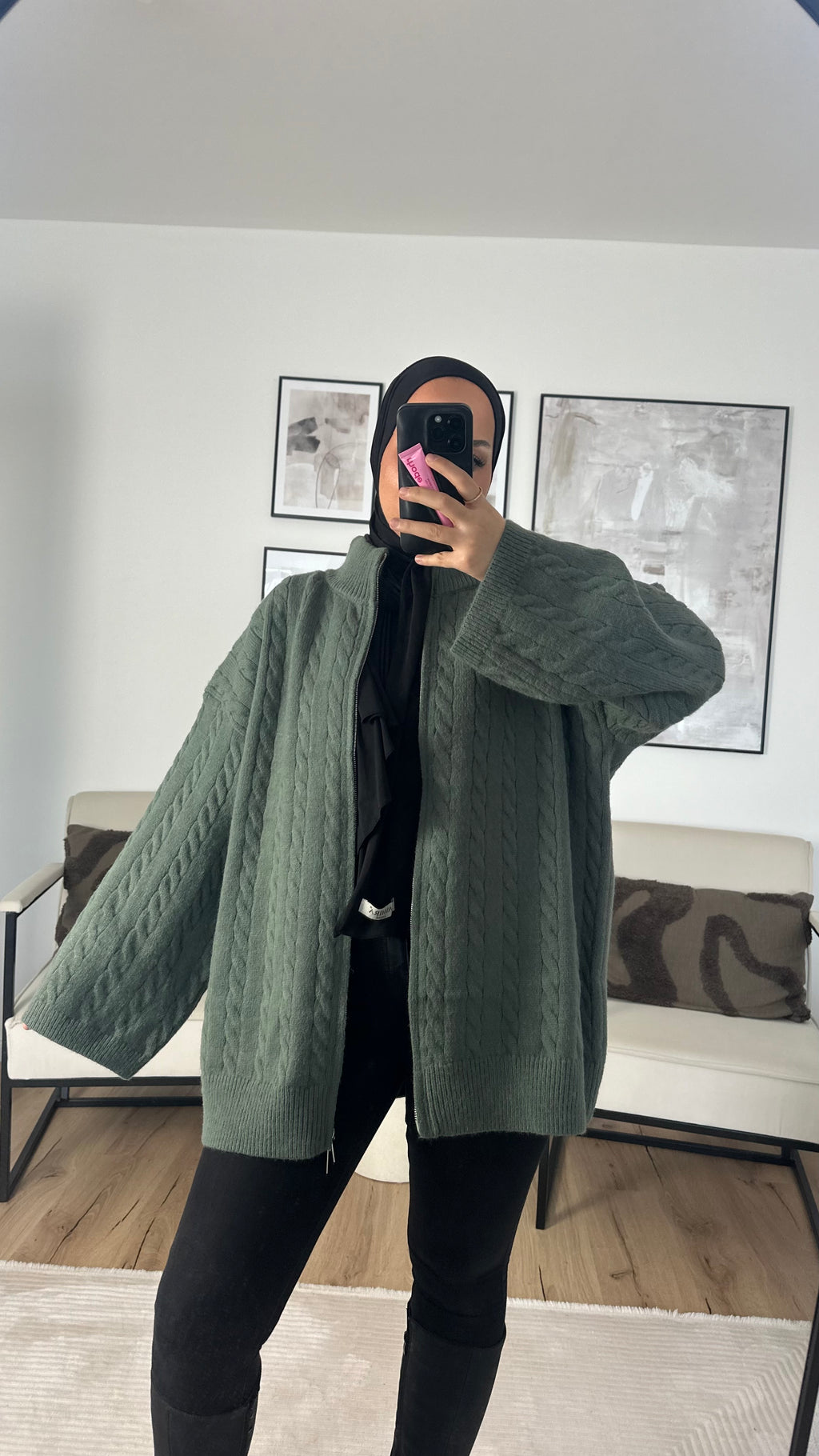 Ilkim Cardigan mit Zopfmuster