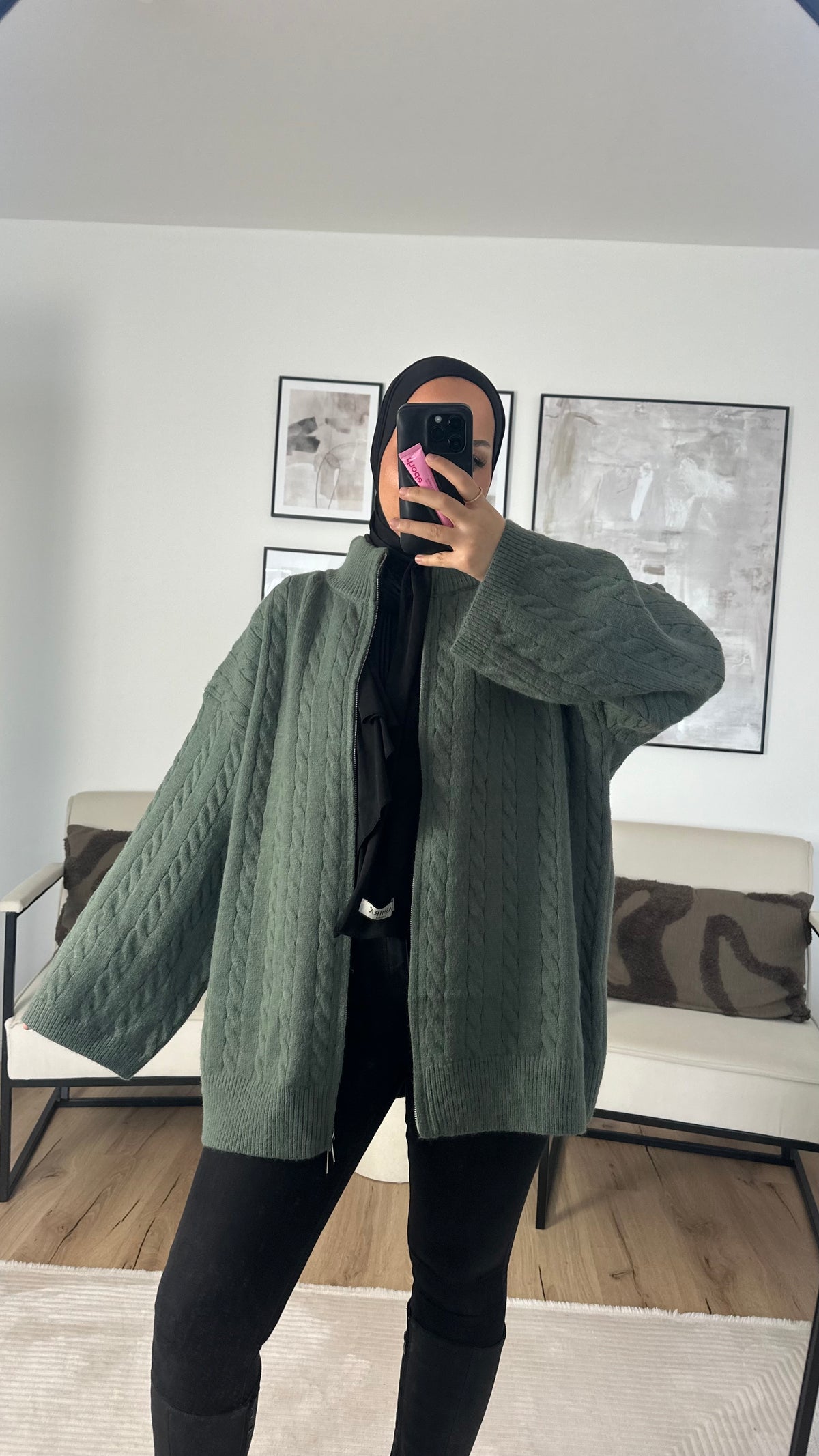 Ilkim Cardigan mit Zopfmuster