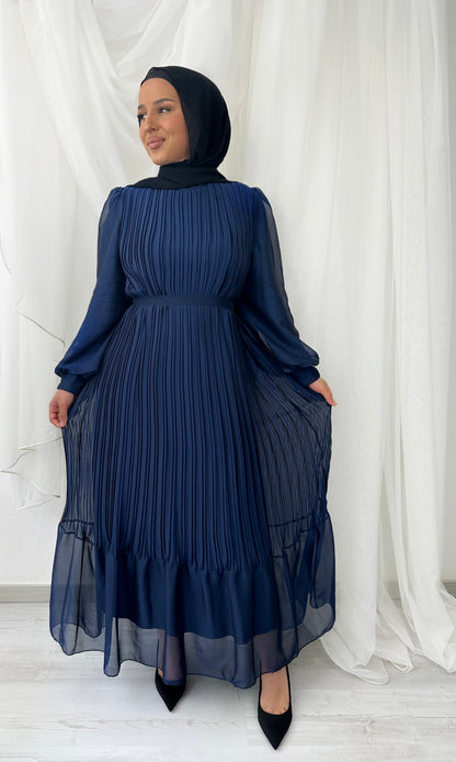 Plissee Abendkleid "Habiba" in Blau