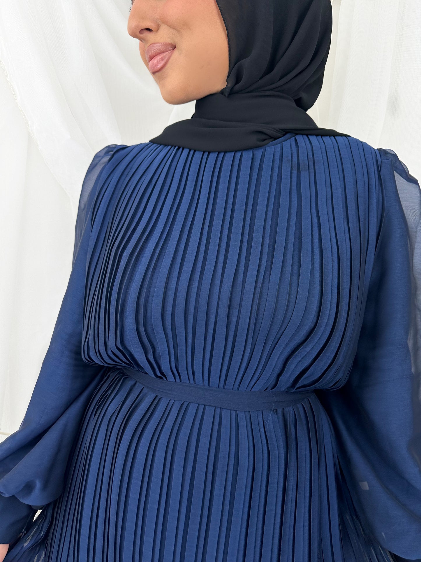 Plissee Abendkleid "Habiba" in Blau