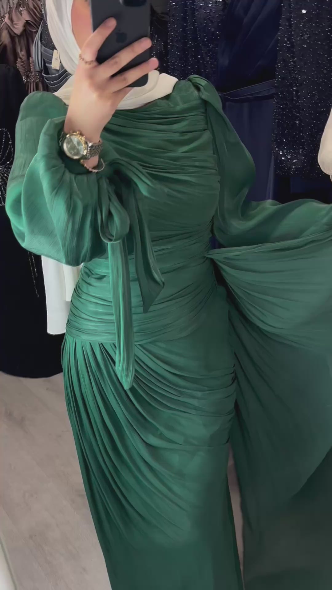 Ella evening dress in emerald green