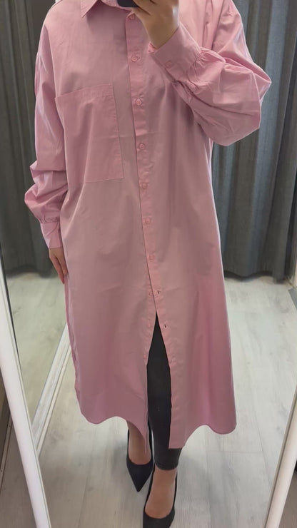 LANGES OVERSIZED HEMD IN ROSA