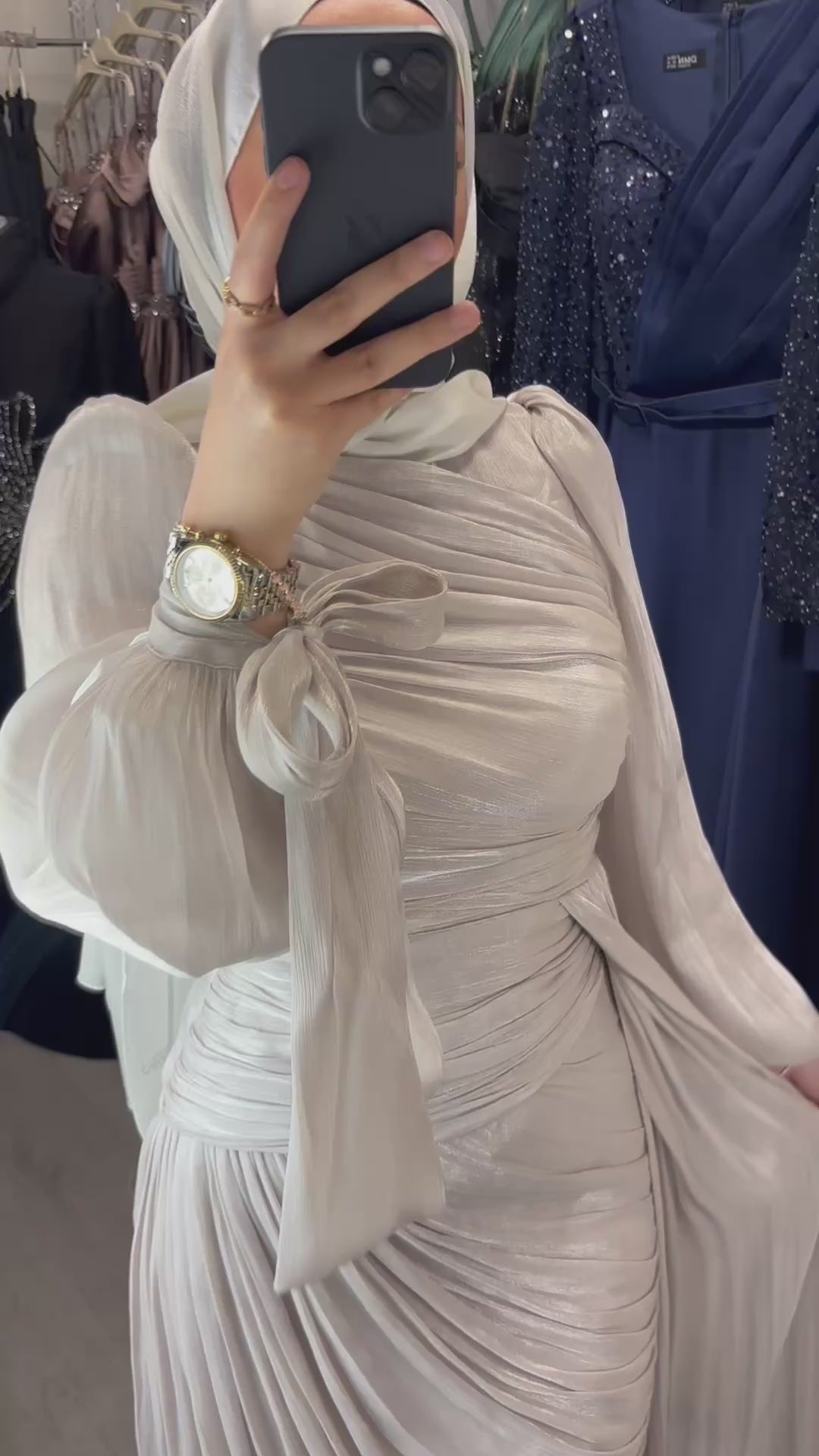 Ella evening dress in beige