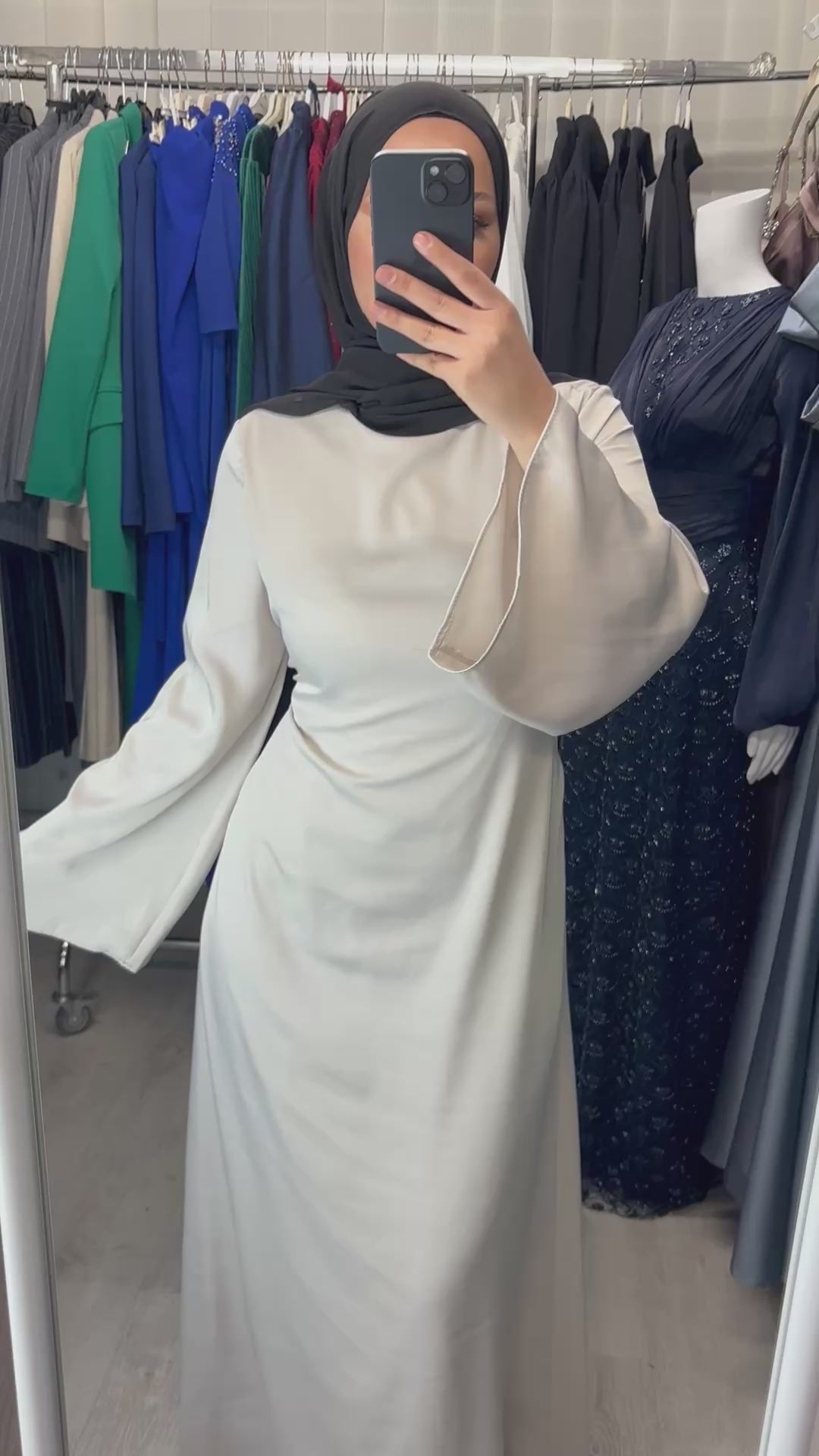 Armine satin dress in beige